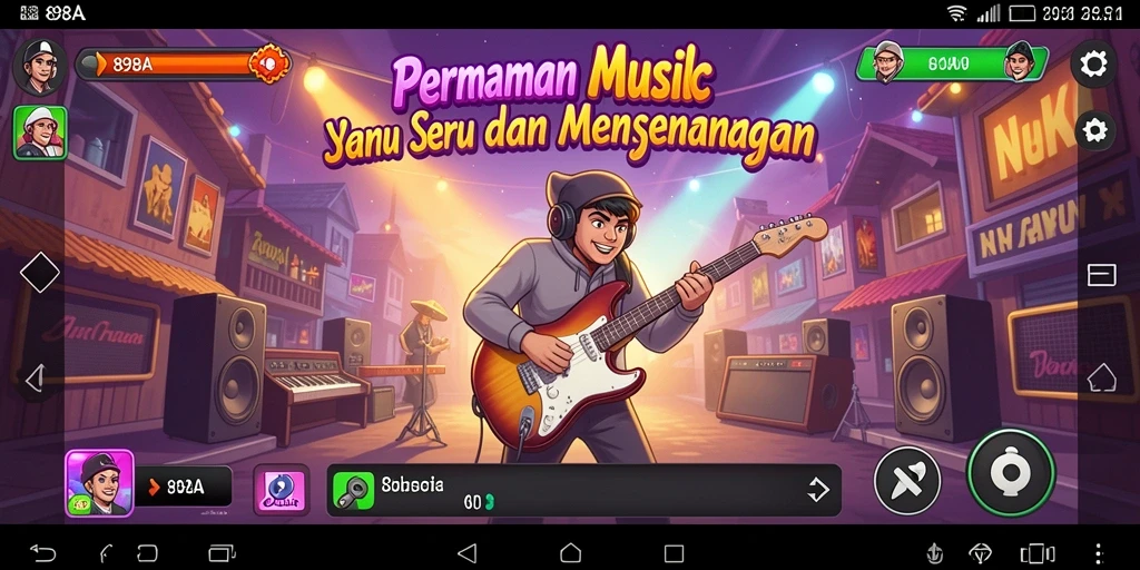 Screenshot gameplay yang menunjukkan keseruan bermain musik di 898A.
