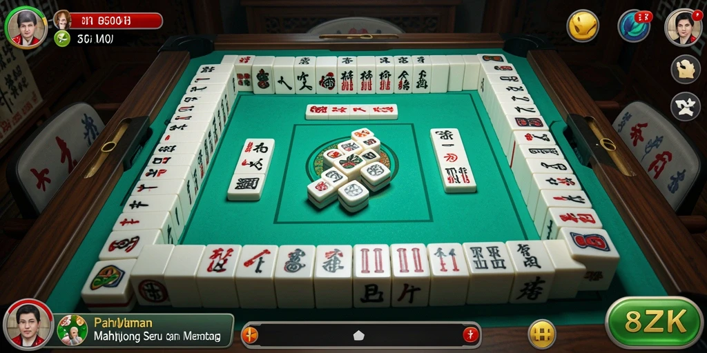 Screenshot gameplay 8ZK menampilkan keseruan permainan Mahjong.