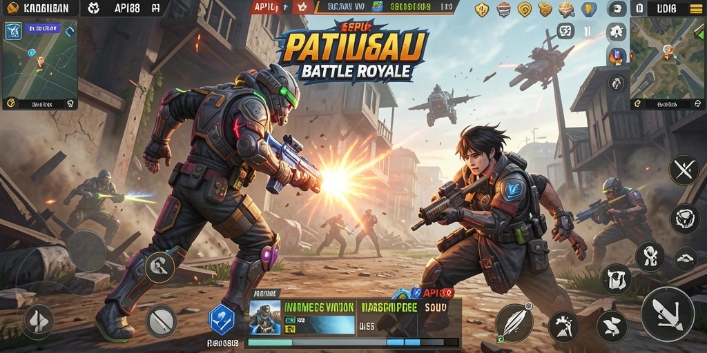 Tangkapan layar gameplay API88 yang mendebarkan di medan tempur Battle Royale.