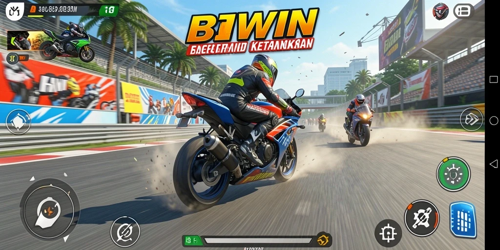 Tampilan gameplay menarik dalam balapan motor yang cepat.