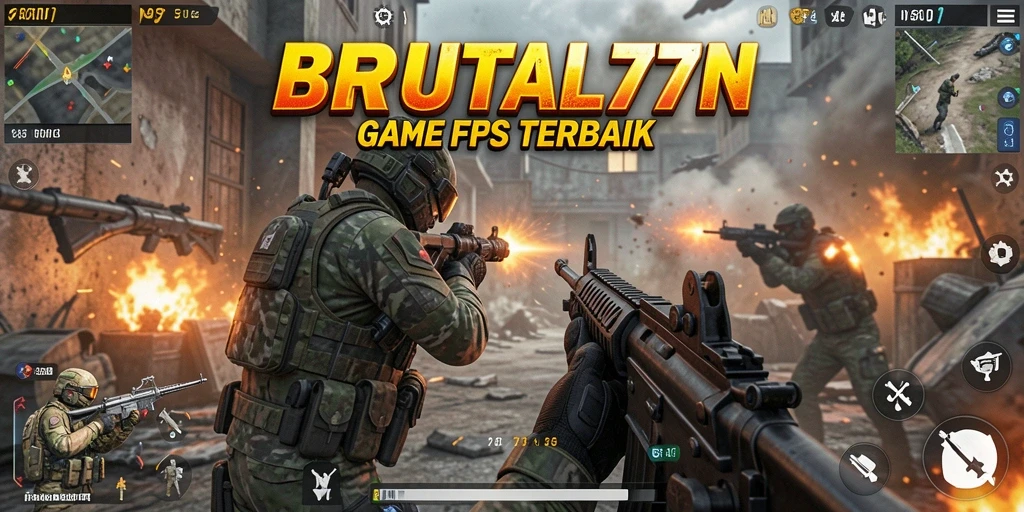 Tampilan gameplay seru dalam pertempuran intens di BRUTAL77.