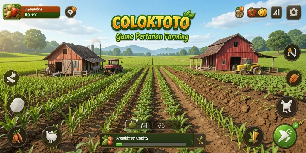 Screenshot gameplay COLOKTOTO menunjukkan aktivitas bertani yang seru.