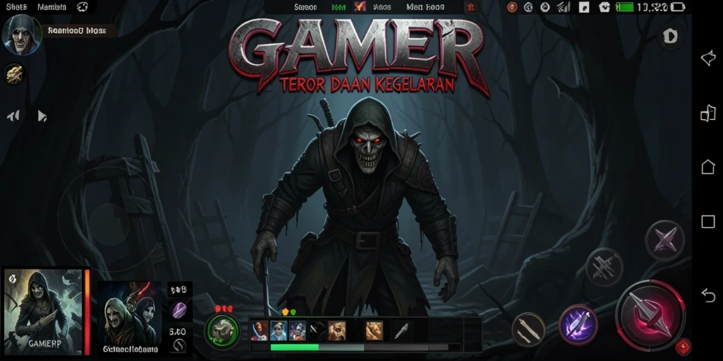 Gameplay GAMERP dengan suasana menyeramkan dan mencekam di dalam kegelapan.