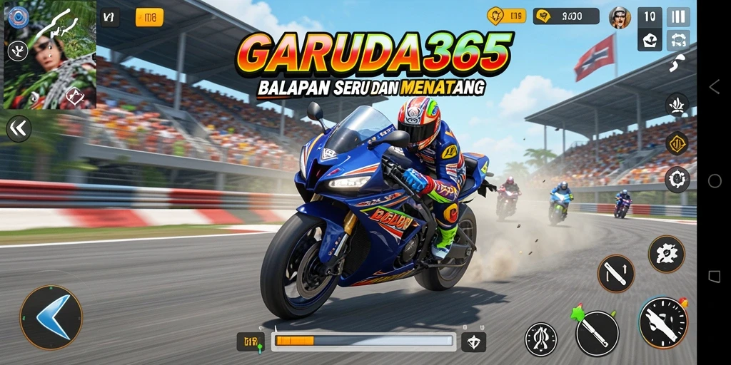 Tampilan menarik dari balapan seru di GARUDA365.