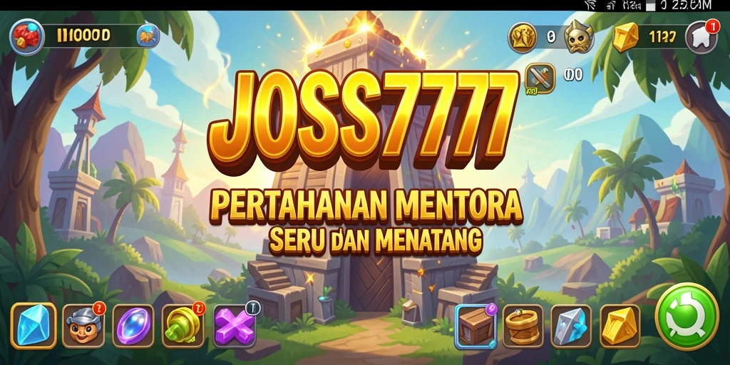 Screenshot yang menunjukkan aksi menara pertahanan dalam JOSS777.