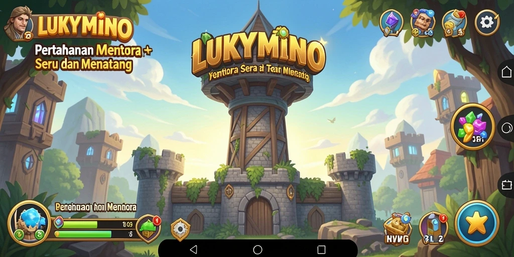Tampilan menakjubkan dari gameplay LUKYMINO dalam genre Tower Defense.