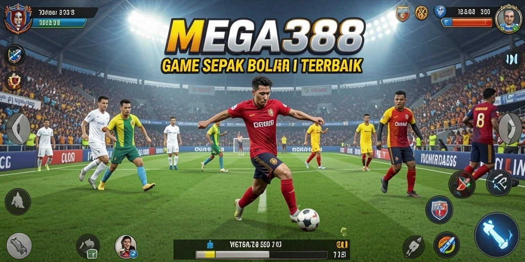 Screenshot gameplay <strong>MEGA388</strong> yang menampilkan aksi pertandingan sepak bola.