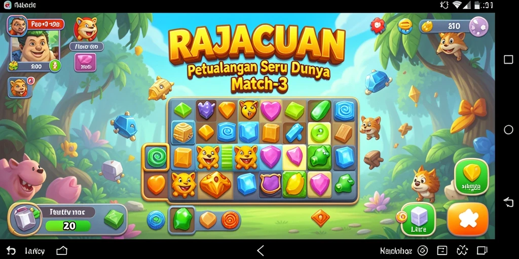 Tampilan gameplay seru RAJACUAN dalam genre Match-3.