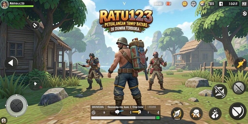 Screenshot gameplay open world yang menampilkan petualangan epik di RATU123.