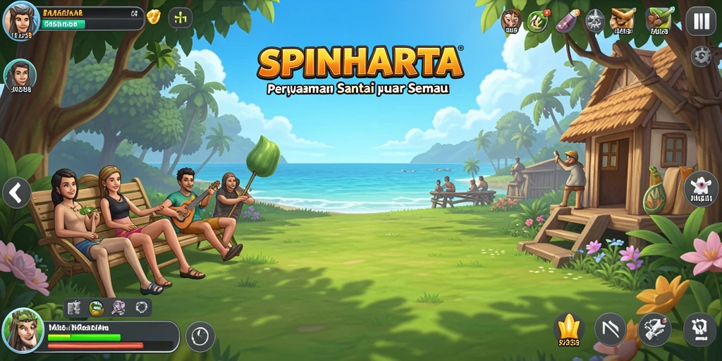 Screenshot gameplay SPINHARTA yang penuh warna dan menarik.