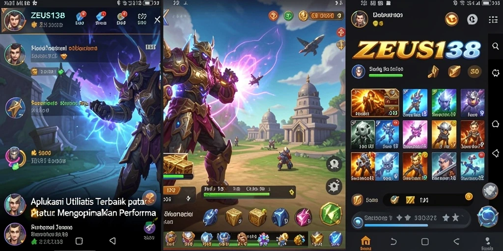 Tampilan aplikasi ZEUS138 dengan fitur-fitur utilitas terbaik.